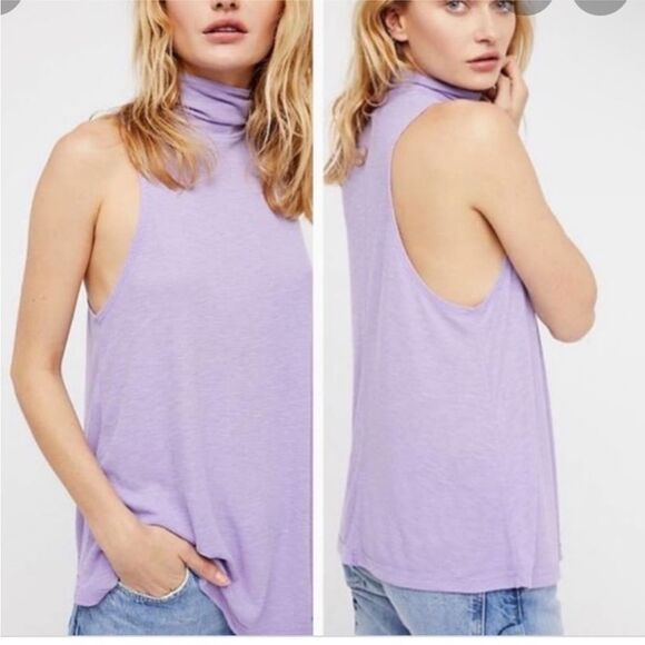 FREE PEOPLE INTIMATELY | Topanga Sleeveless Turtleneck Lavender Women’s Size XS - Picture 1 of 9